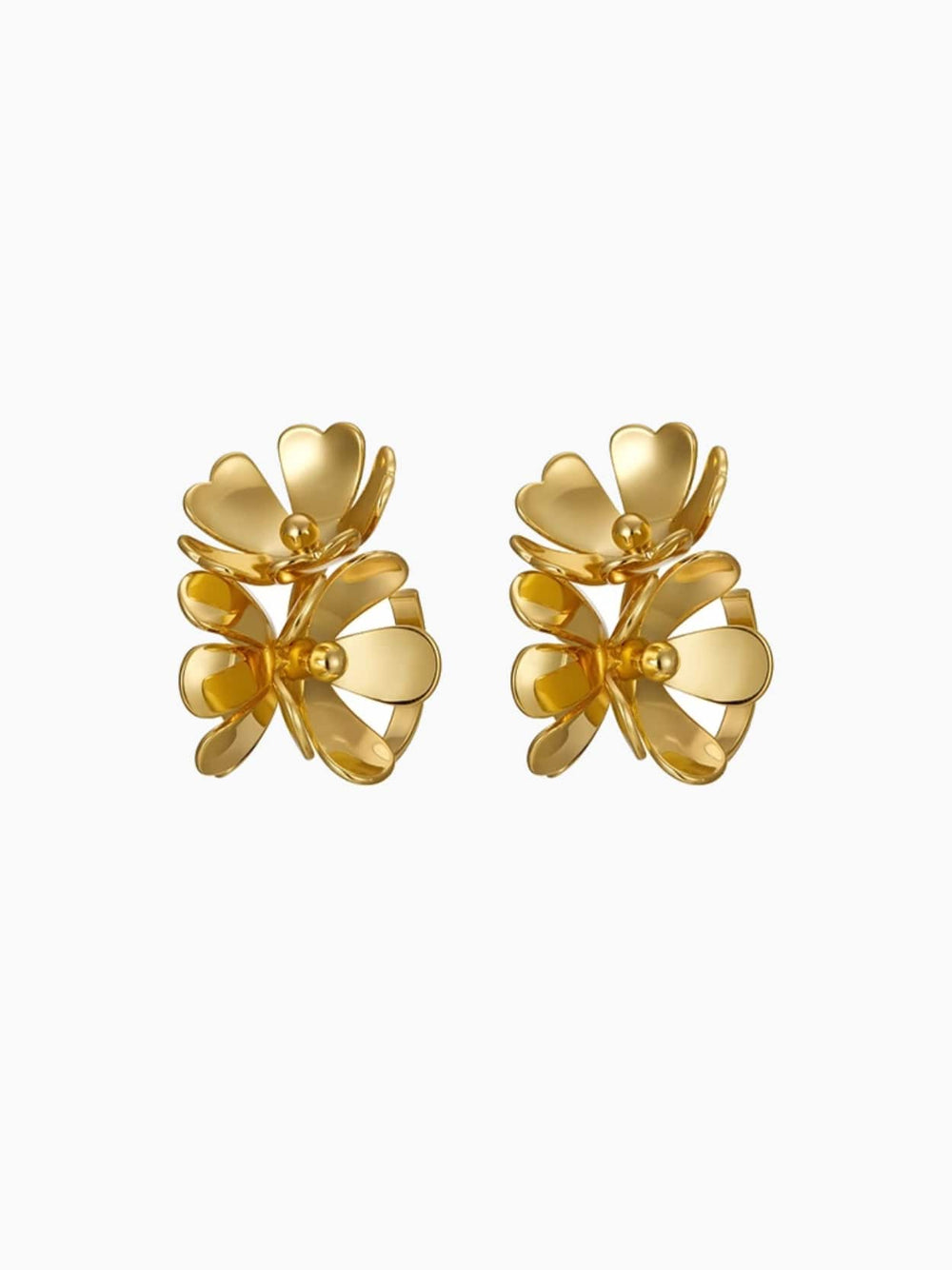 Flower Stud Earrings in Gold
