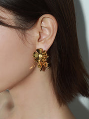 Flower Stud Earrings in Gold