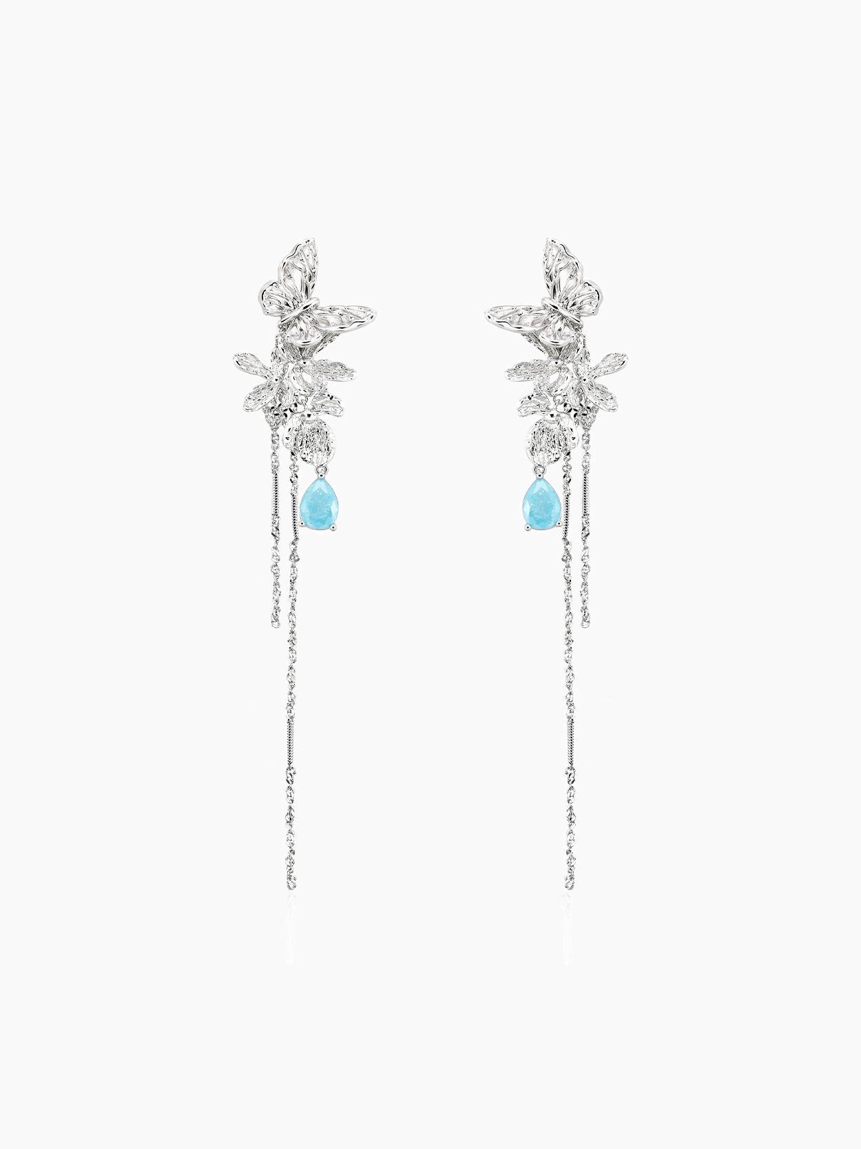 Butterfly Tassel Floral Earrings