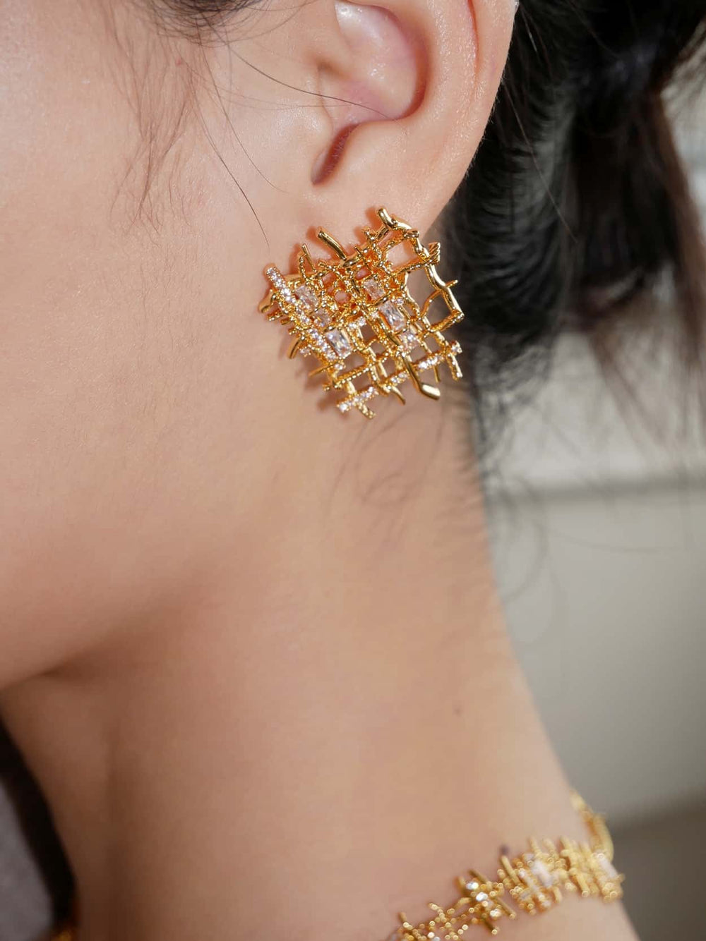 Braided Zirconia Stud Earrings