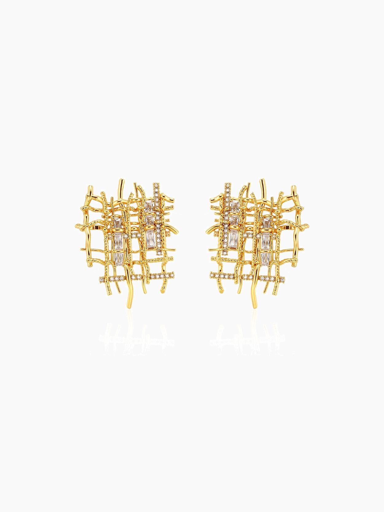 Braided Zirconia Stud Earrings