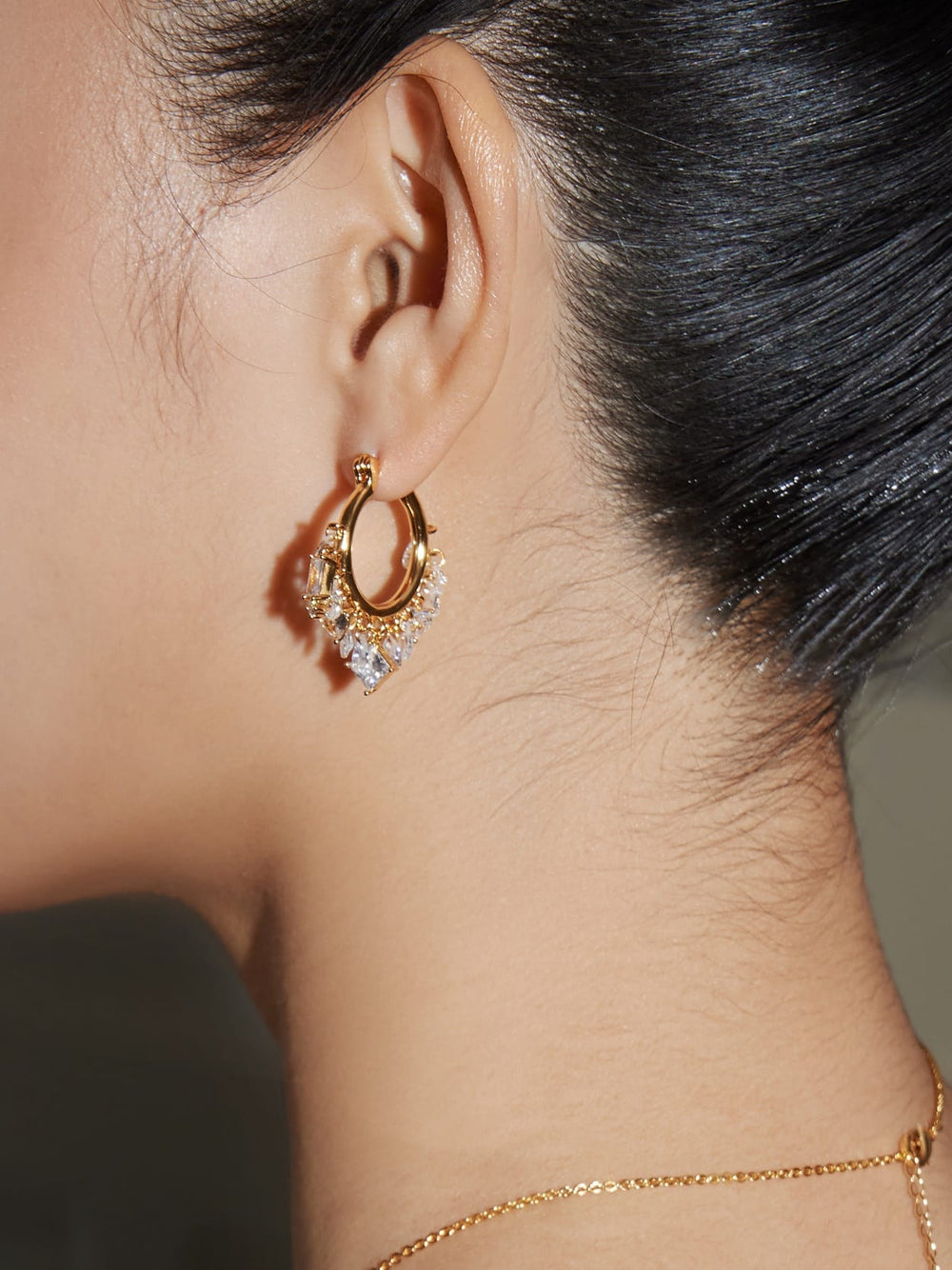 Crystal Gemstone Hoop Earrings