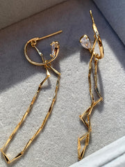 Golden Tassel Long Earrings