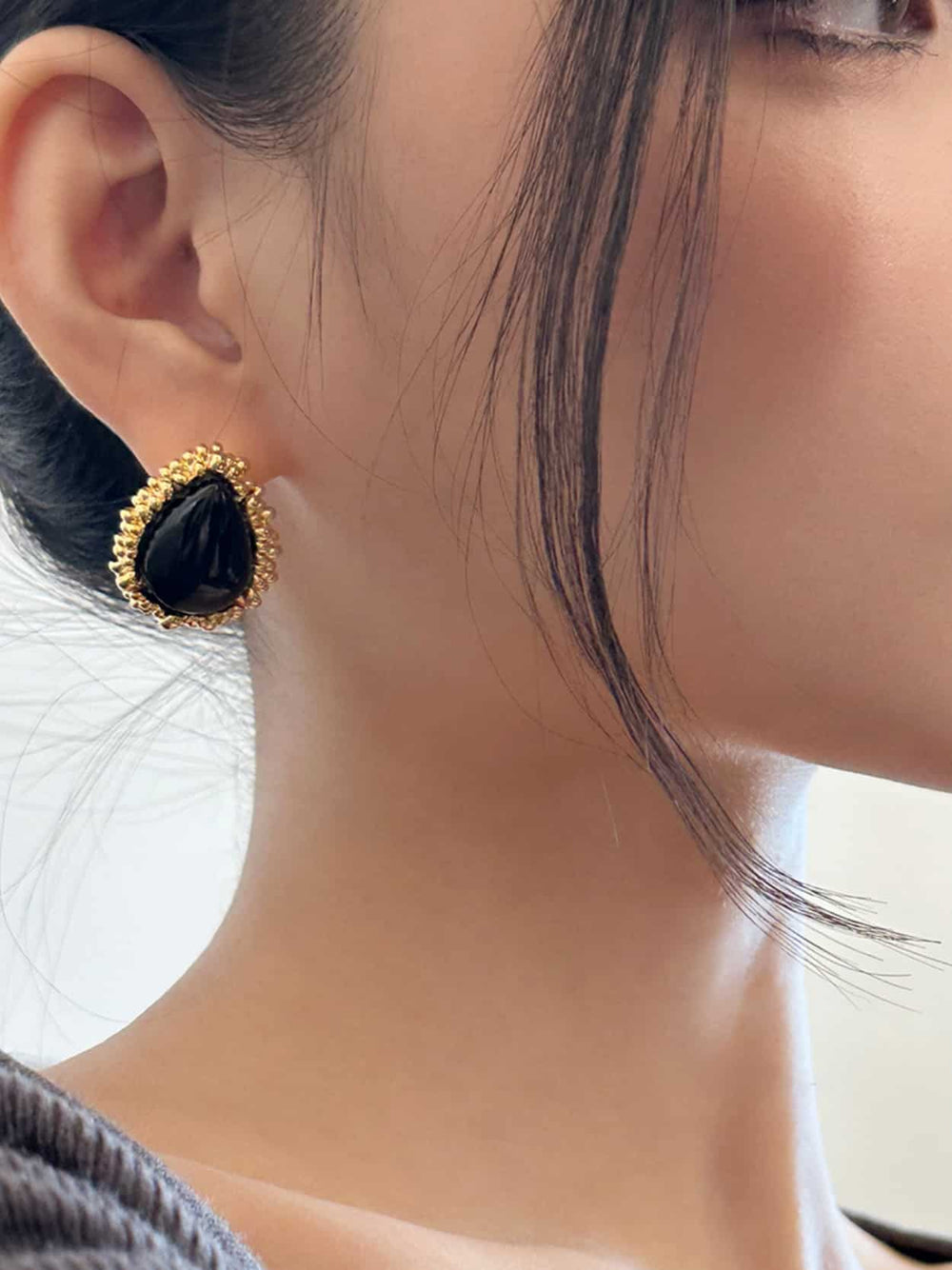 Teardrop Onyx Stud Earrings