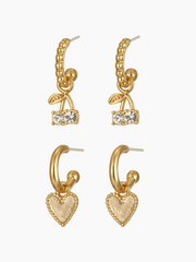 Love Drop Earrings- 2 Set