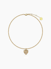 Peach Heart Collar Chain Necklace