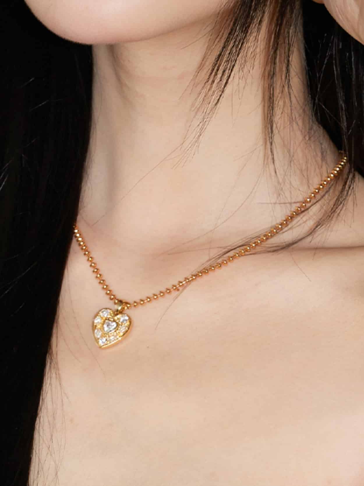 Peach Heart Collar Chain Necklace