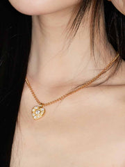 Peach Heart Collar Chain Necklace