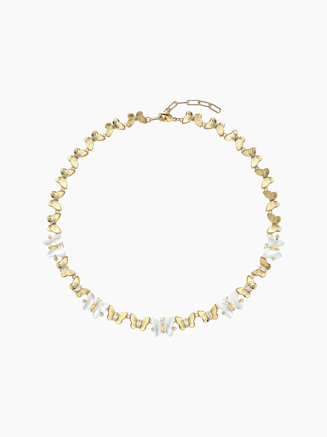 White Butterfly Shell Choker Necklace