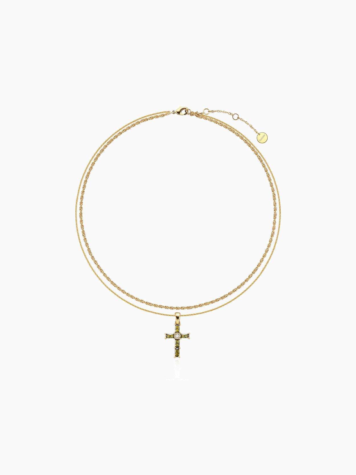 Gold Layer Necklace with Cross Pendant