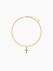Gold Layer Necklace with Cross Pendant