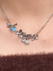 Blue Zirconia Butterfly Necklace