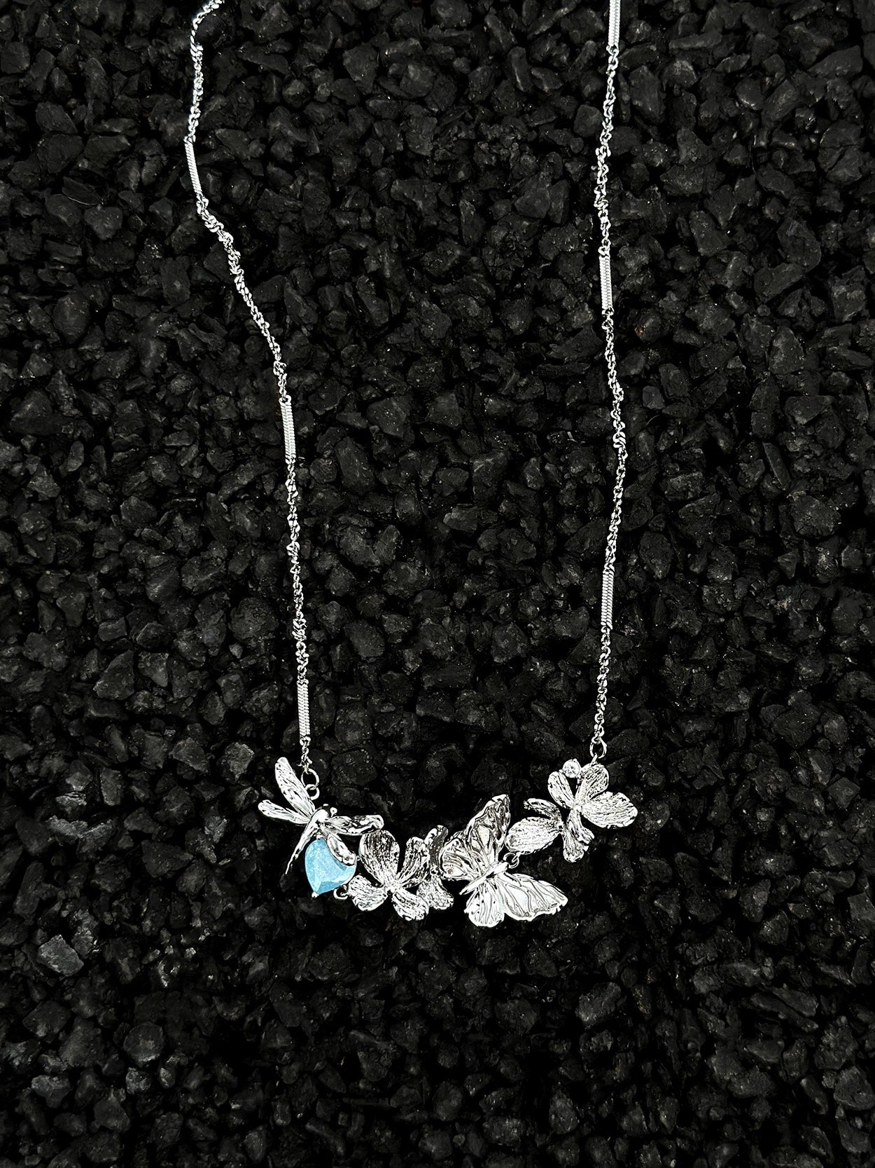 Blue Zirconia Butterfly Necklace
