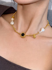 Onyx Baroque Pearl Necklace