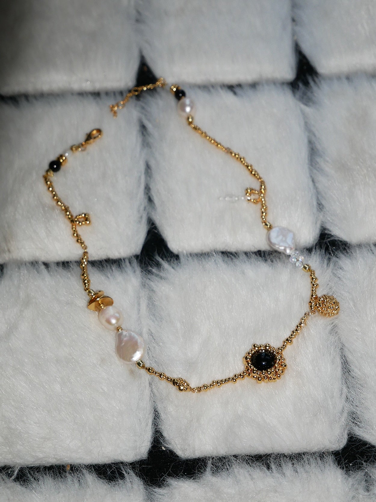 Onyx Baroque Pearl Necklace