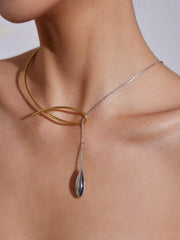 Gold Teardrop Y-Necklace