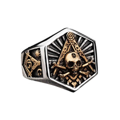 Men's Hexagon Skull Ring