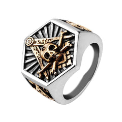 Men's Hexagon Skull Ring