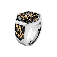Men's Hexagon Skull Ring