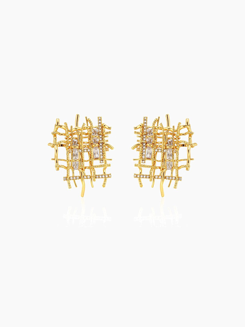 Braided Zirconia Stud Earrings