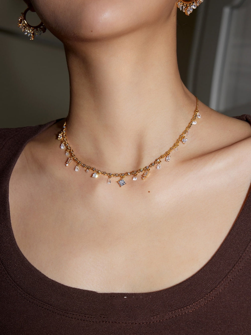 Crystal Zirconia Chain Necklace